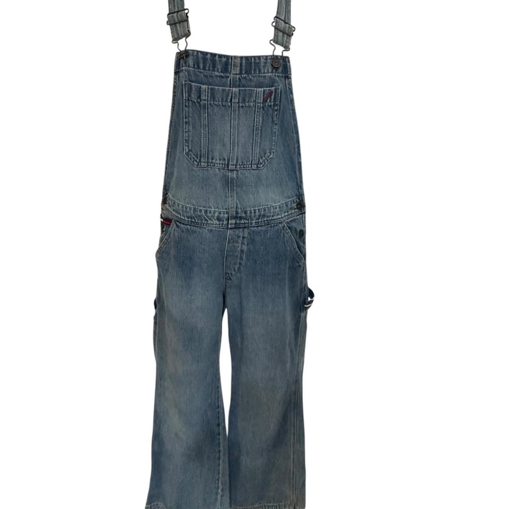 Tommy Hilfiger Vintage 2003 Wide Leg Denim Overalls Medium Wash Carpenter L